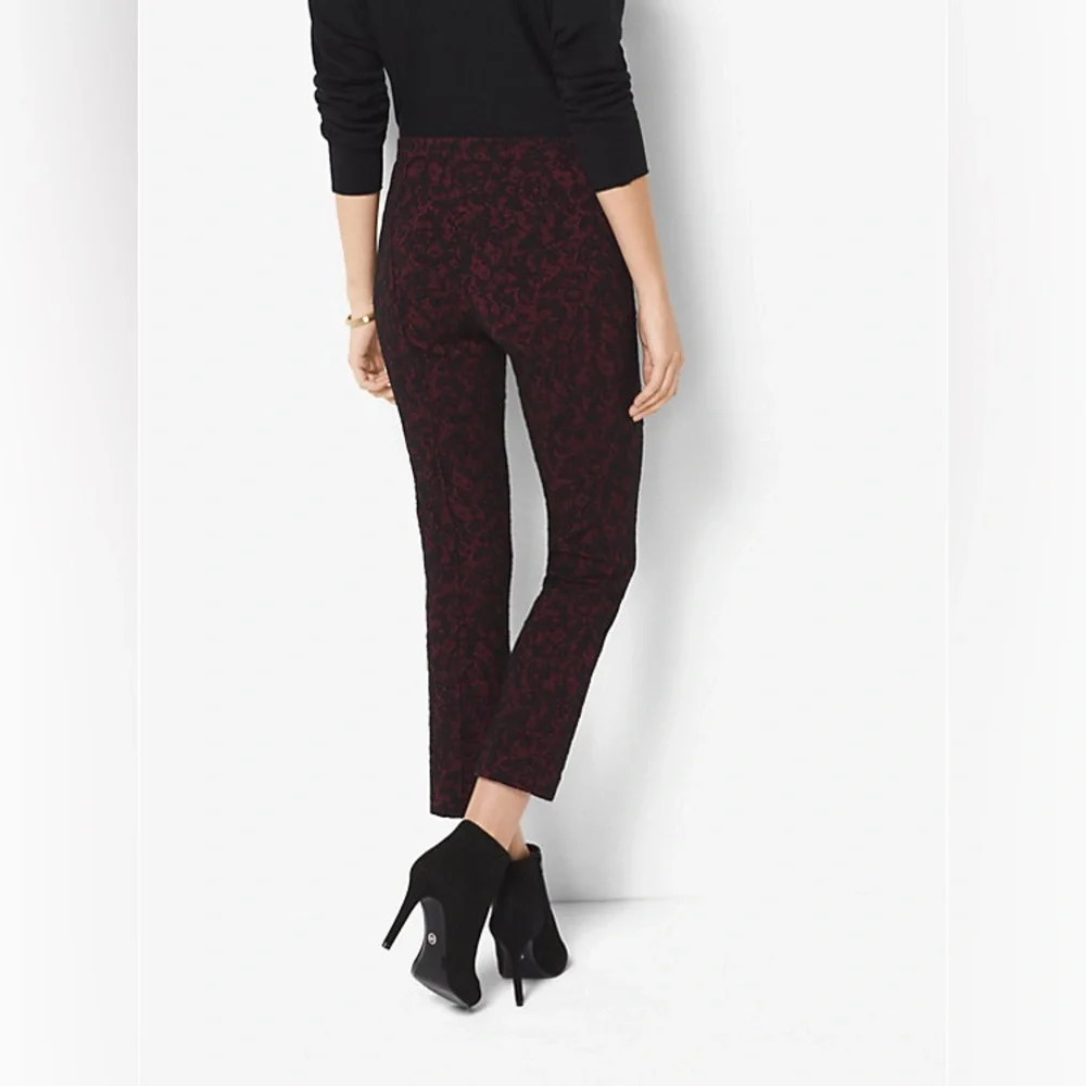 2-Piece Michael Kors Lace Jacquard Matching Set | Tunic + Trousers | Black/Red